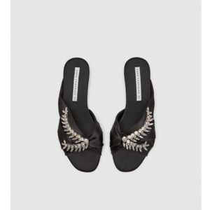 Zara Satin Slides With Detail